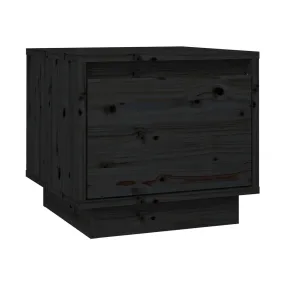 Mesita de noche madera maciza de pino negro 35x34x32 cm