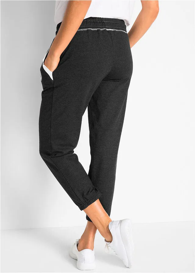 Pantalón de chándal deportivo, largo 7/8 Negro jaspeado