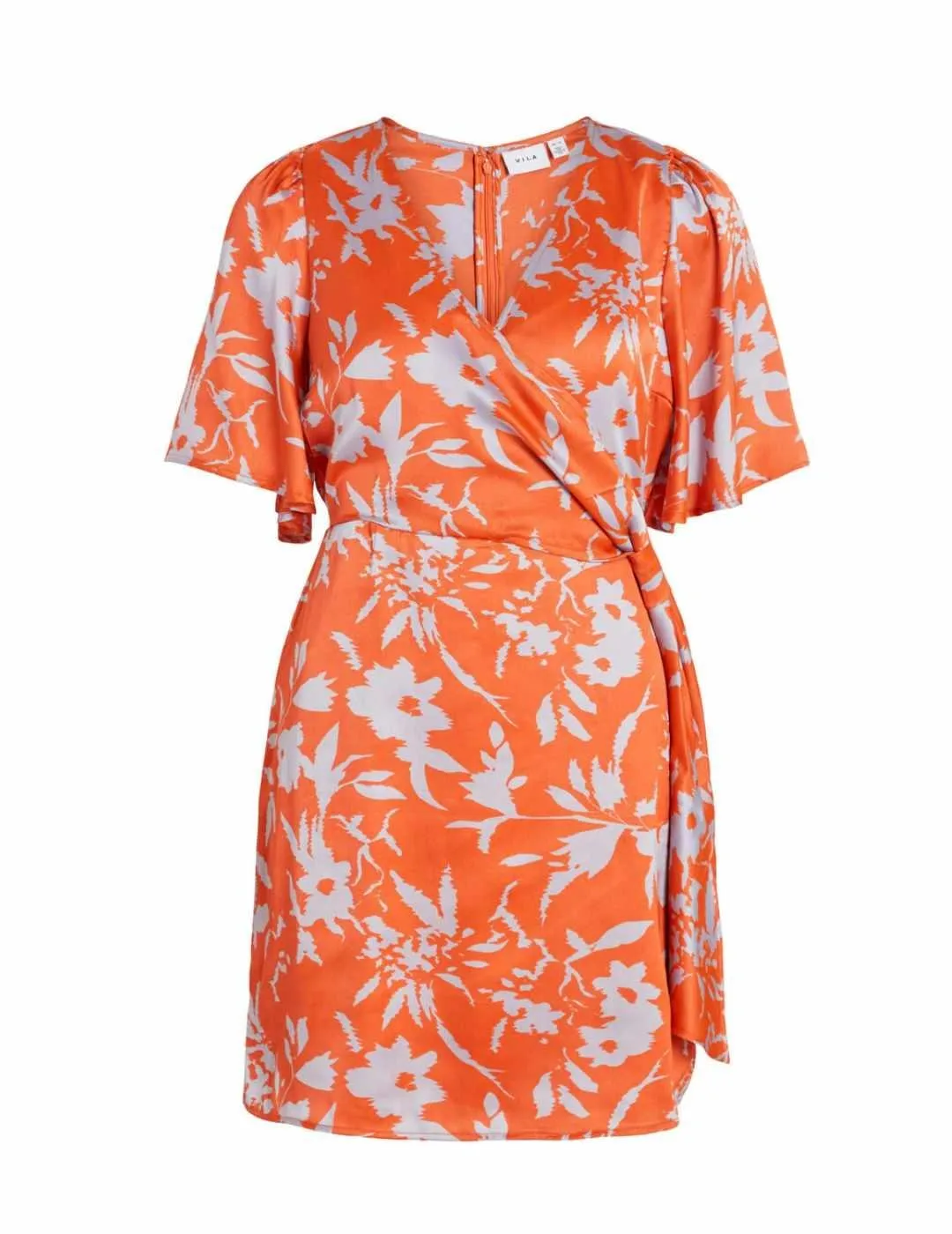 Vestido mini cruzado Vila Flam naranja para mujer