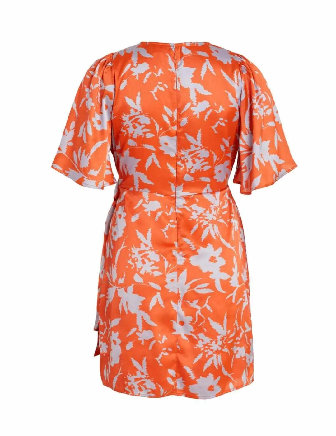 Vestido mini cruzado Vila Flam naranja para mujer